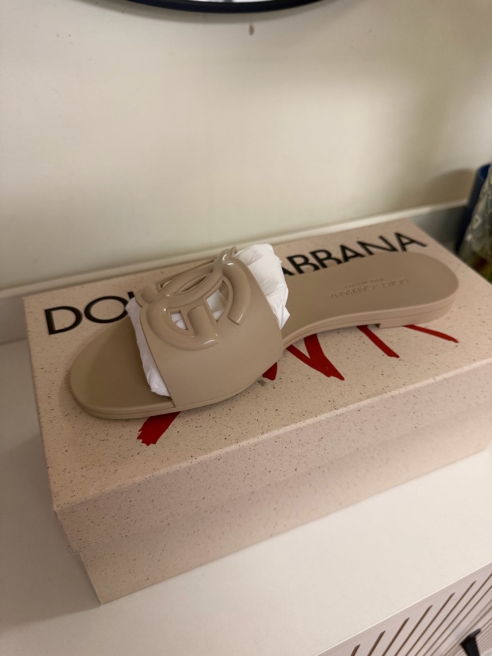 Dolce & Gabbana Neutral Beige Logo Slide Mule - Picture 3 of 7